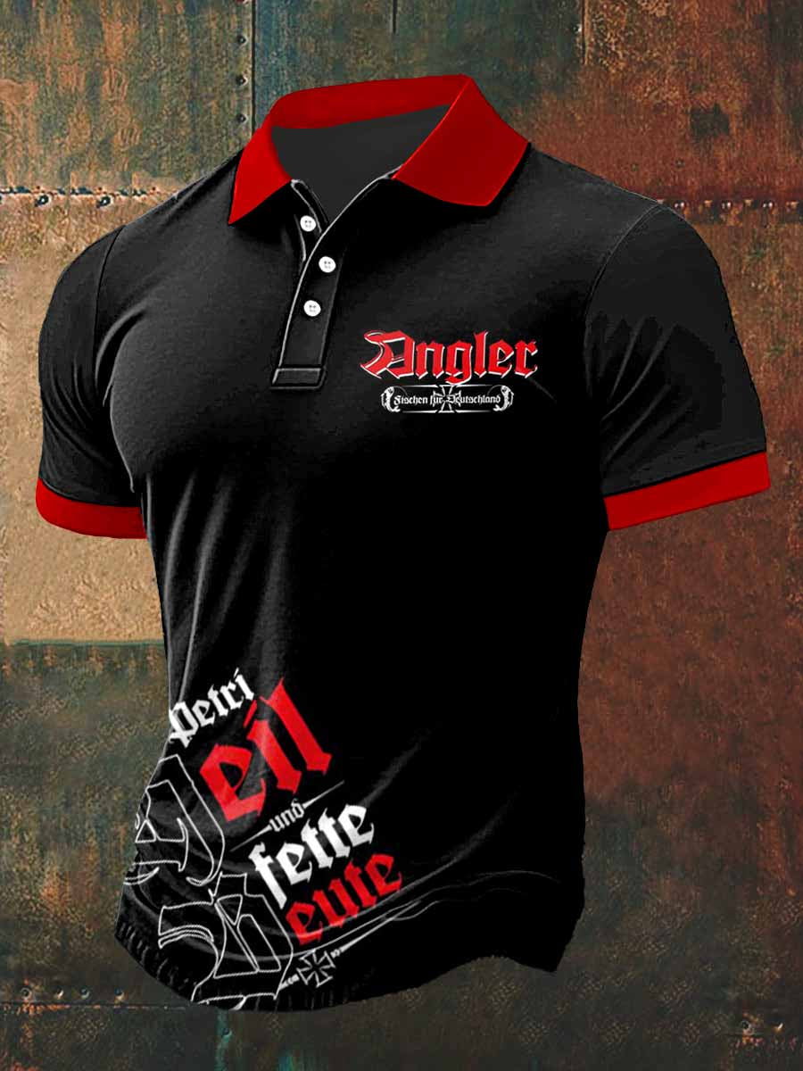 Herren Dngler Print Polo Hals Kurzarm T-Shirt