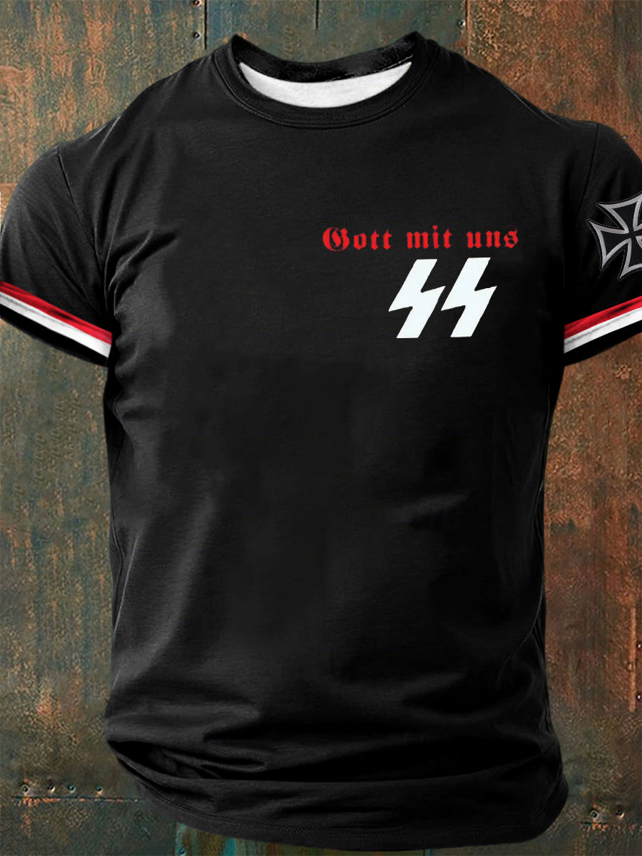 Herren Gott mit uns bedrucktes Kurzarm-T-Shirt