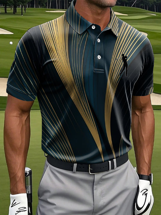 Herren-Gradienten-Linien-Kunstdruck-lässiges tägliches Business-Polo-Shirt