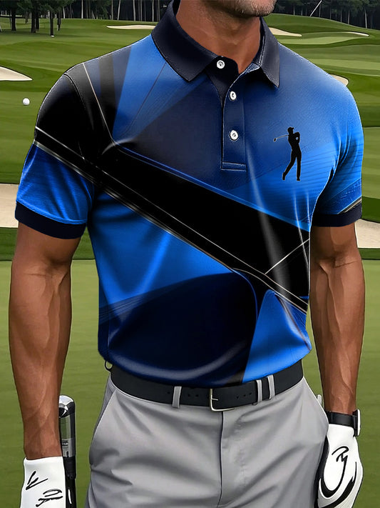 Herren-Kunst-abstraktes geometrisches Druck-lässiges Business-Polo-Shirt