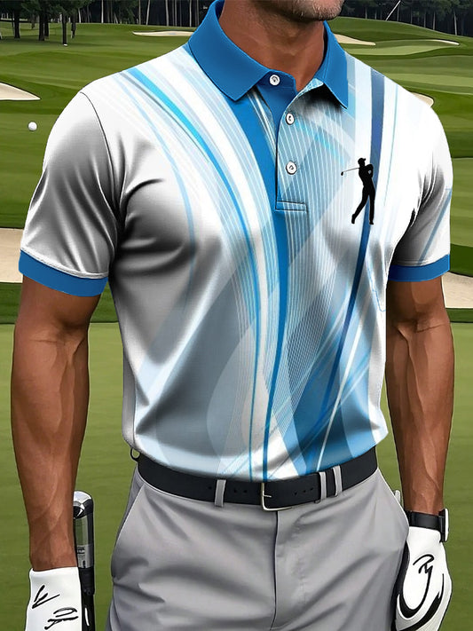 Herren-Line-Kunstdruck-lässiges tägliches Business-Polo-Shirt