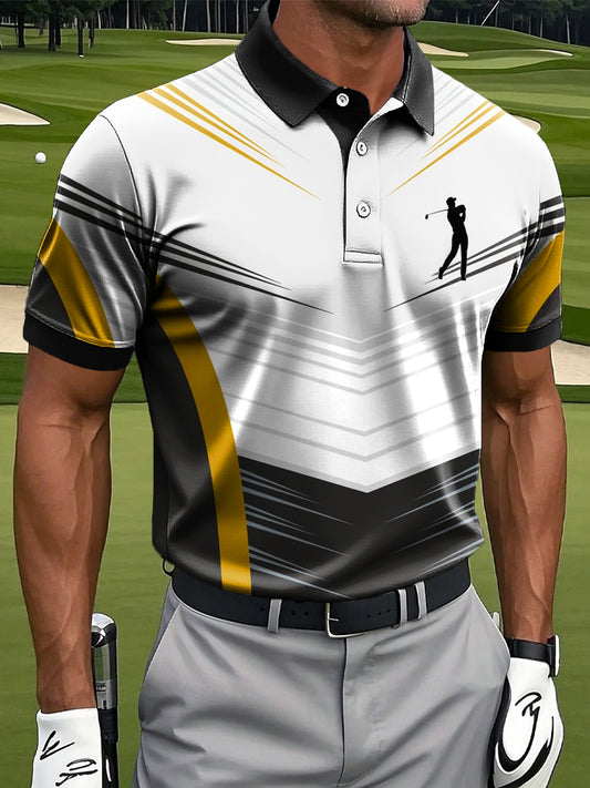 Geometrisches Kunstdruck-lässiges Business-Polo-Shirt für Männer