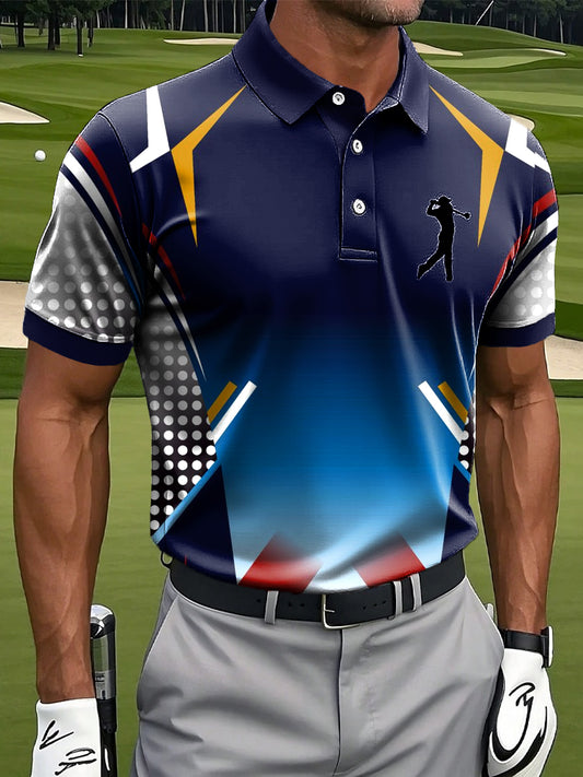 Herren Abstrakte Gradienten linie Farbe Kunst Druck Casual Business Polo Shirt
