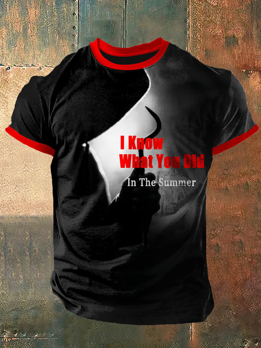 Männer Ich weiß, was Sie gedruckt haben Vintage Mode Kurzarm T-Shirt