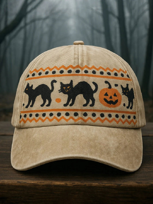 Halloween Schwarze Katze Print Casual Unisex Hut