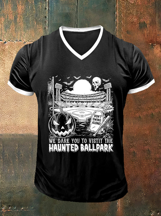 T-Shirt T-Shirt mit V-Ausschnitt, Vintage-Mode, Kurzarm