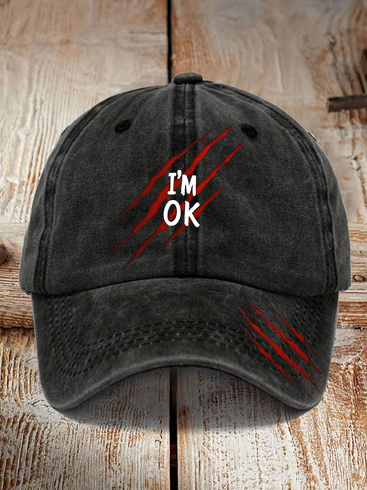 Unisex Lustiges Halloween Ich bin OK Kratz druck Hut