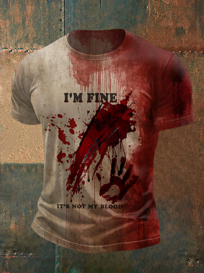 Lustiges Halloween für Männer, mir geht es gut, es ist nicht mein Blut Blut. Blut beflecktes Print Casual T-Shirt