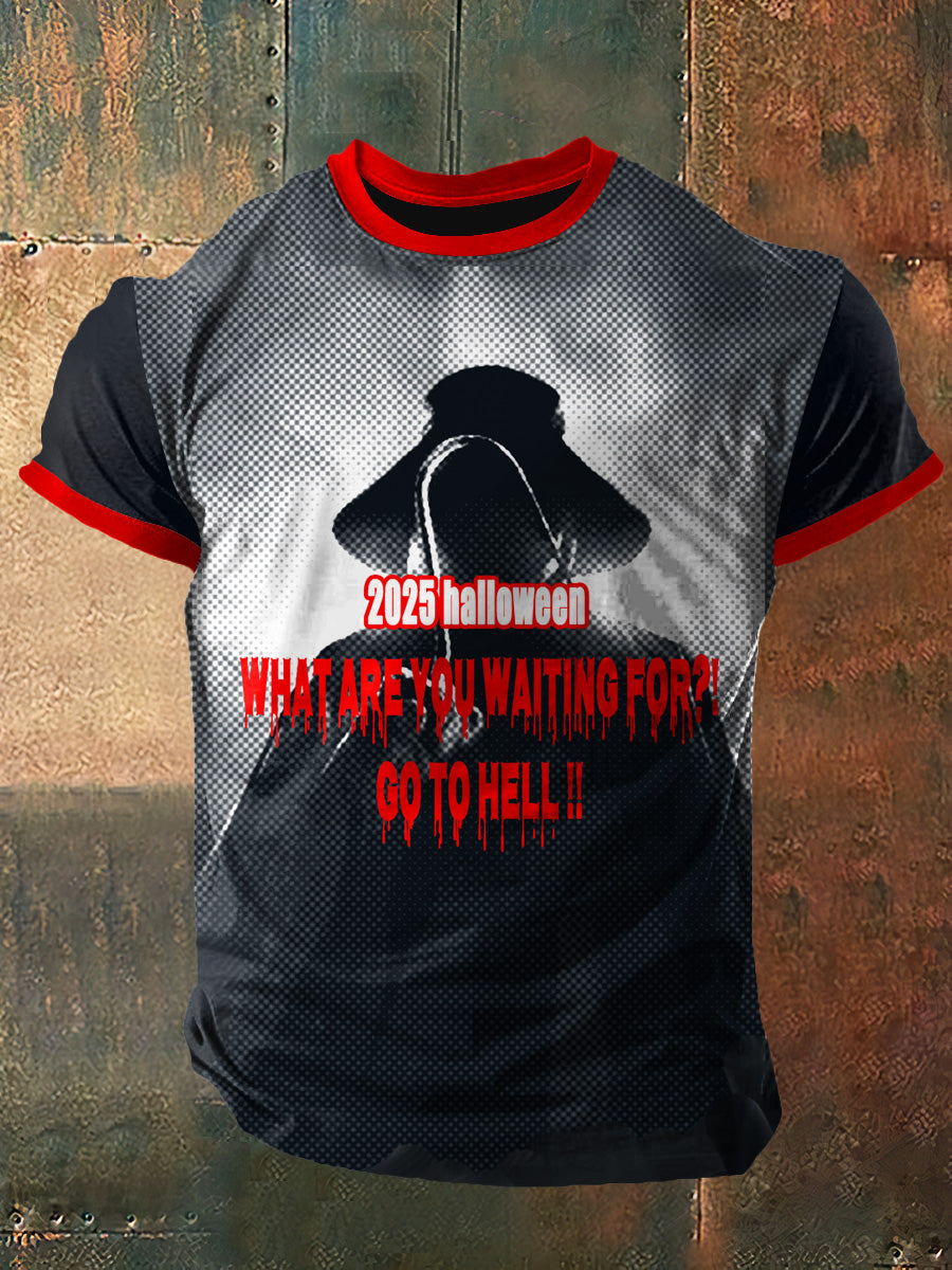 Männer gehen zur Hölle Druck Vintage Mode Kurzarm T-Shirt