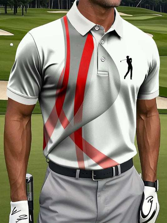 Herren Retro Abstrakte Linie Kunstdruck Casual Business Polo Shirt