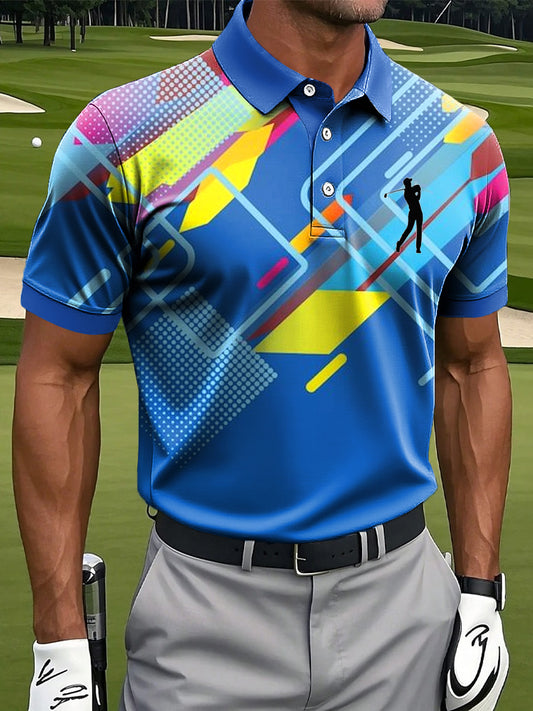 Herren-Kunst buntes abstraktes geometrisches Druck-lässiges Business-Polo-Shirt