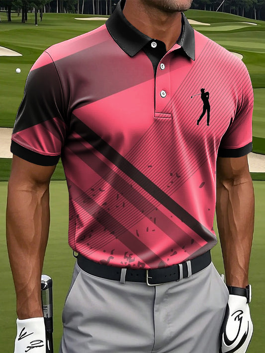 Herren-Streifen-Kunstdruck-lässiges Business-Polo-Shirt