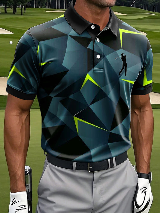Herren-unregelmäßiges geometrisches Kunstdruck-lässiges Business-Polo-Shirt