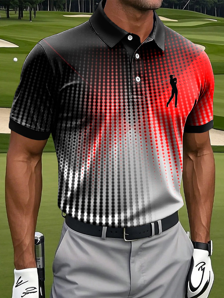 Herren Retro Gradient Line Kunstdruck Casual Business Polo Shirt