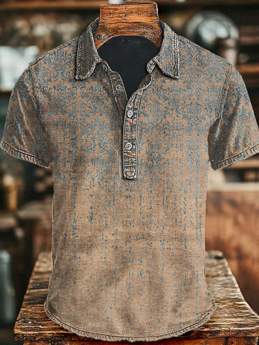 Lässiges Kurzarm-Polo-Shirt mit Blumen druck im Vintage-Alter