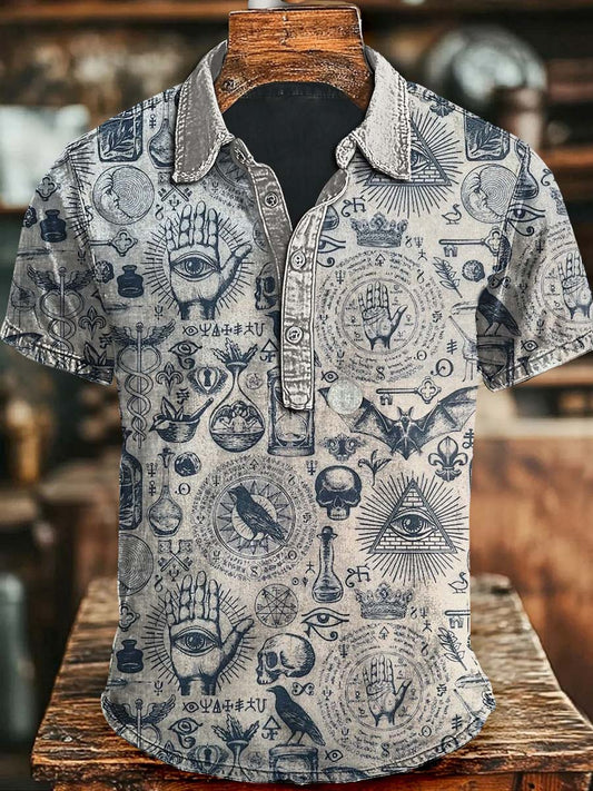 Halloween-Polos hirt mit dunklem Druck lässig Kurzarm