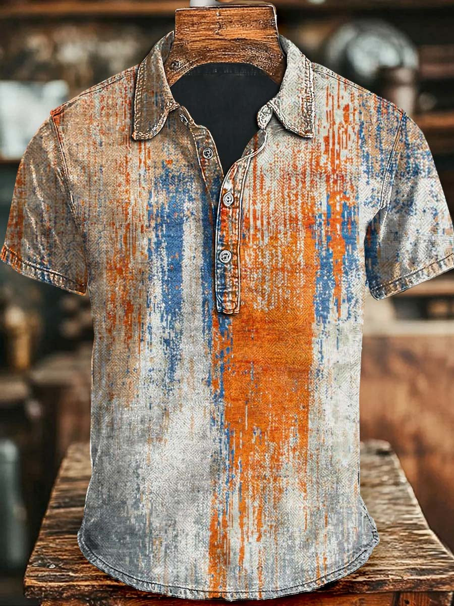 Alt bedrucktes kurzärmliges Vintage Polos hirt mit Steigung