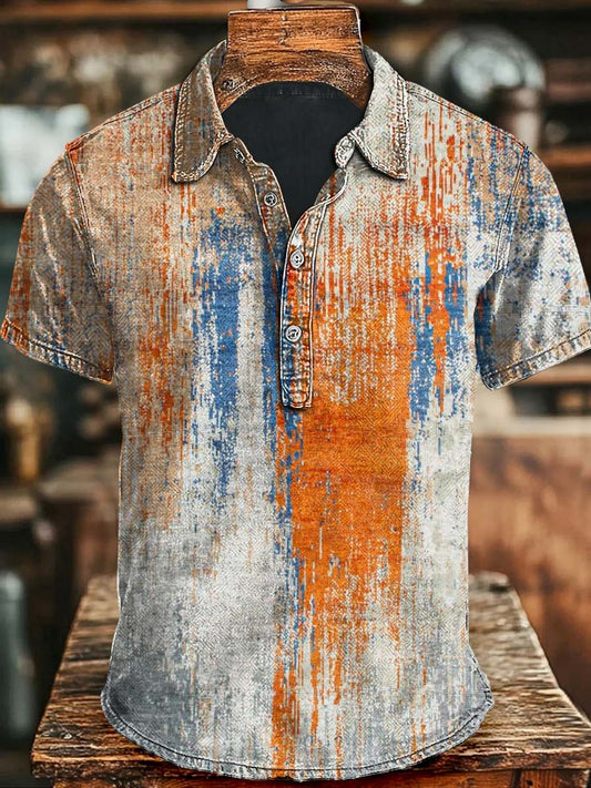 Alt bedrucktes kurzärmliges Vintage Polos hirt mit Steigung