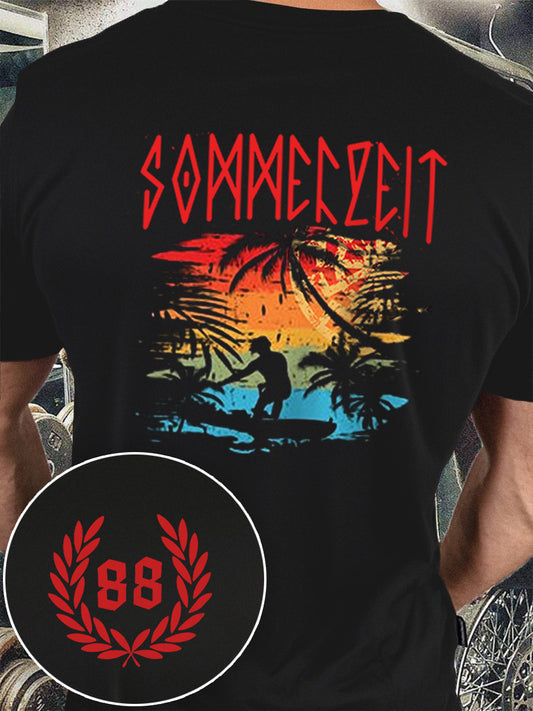 Herren Sommer zeit bedrucktes Kurzarm-T-Shirt