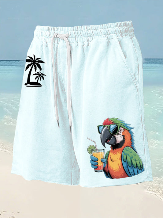 Herren Es ist 5 Uhr Irgendwo Papagei Palm Print Freizeit shorts