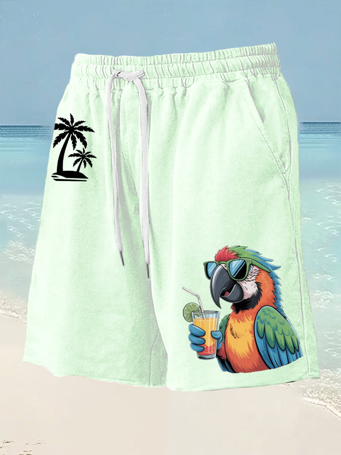 Herren Es ist 5 Uhr Irgendwo Papagei Palm Print Freizeit shorts