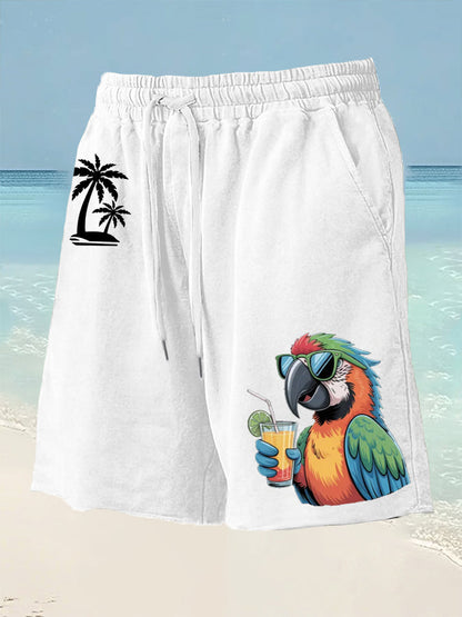 Herren Es ist 5 Uhr Irgendwo Papagei Palm Print Freizeit shorts