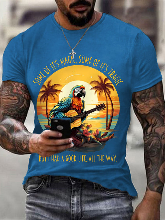 Männer sind etwas von ihr Magie, einige davon sind tragisch, aber ich hatte ein gutes Leben, Papageien gitarre Casual T-Shirt