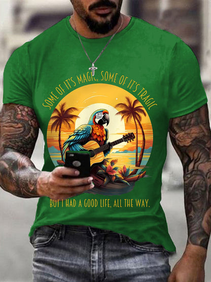 Männer sind etwas von ihr Magie, einige davon sind tragisch, aber ich hatte ein gutes Leben, Papageien gitarre Casual T-Shirt