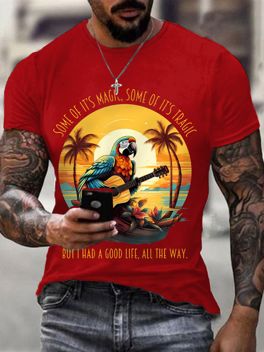 Männer sind etwas von ihr Magie, einige davon sind tragisch, aber ich hatte ein gutes Leben, Papageien gitarre Casual T-Shirt