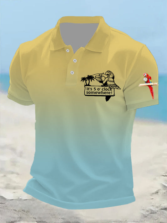 Herren Es ist 5:00 Irgendwo immer Happy Hour Paradise Parrot Print Casual Kurzarm T-Shirt