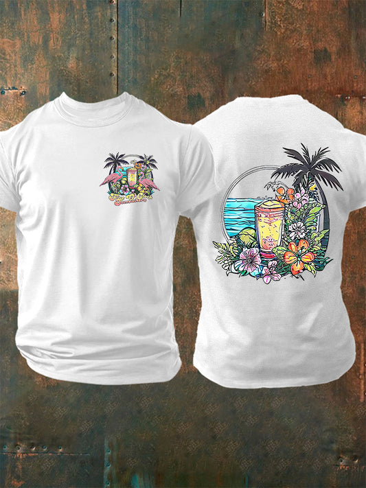 Herren Es ist 5:00 Irgendwo immer Happy Hour Paradise Parrot Print Casual Kurzarm T-Shirt