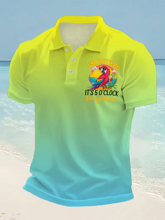 Männer Ich bin im Ruhestand Es ist 5 Uhr Irgendwo Parrot Print Casual Top