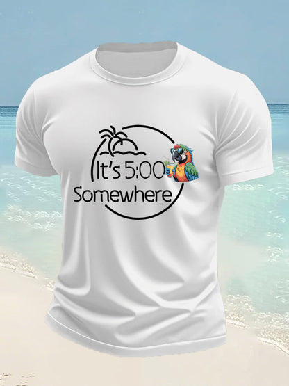 Herren Es ist 5 Uhr Irgendwo Parrot Print Casual T-Shirt