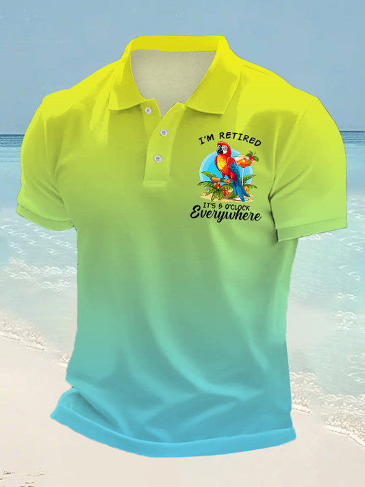Männer Ich bin im Ruhestand Es ist 5 Uhr Irgendwo Parrot Print Casual Top
