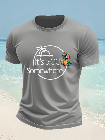 Herren Es ist 5 Uhr Irgendwo Parrot Print Casual T-Shirt