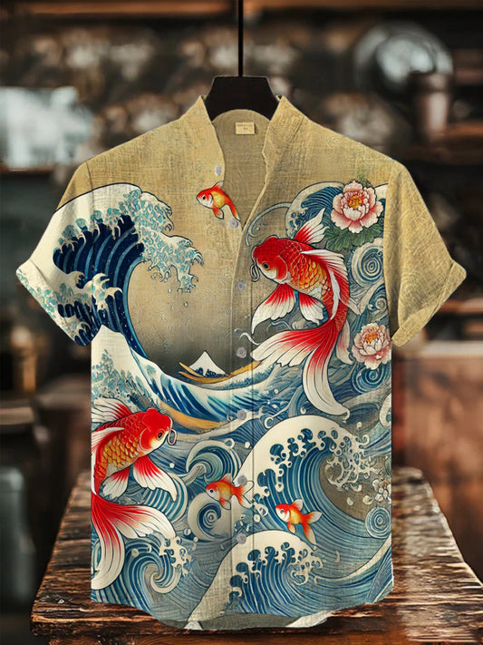 Bedrucktes Hemd der japanischen Kunst für Männer