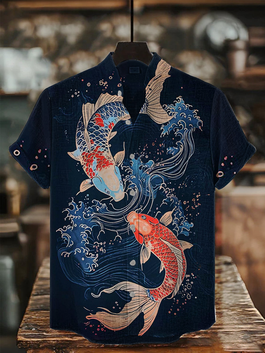 Bedrucktes Hemd der japanischen Kunst für Männer