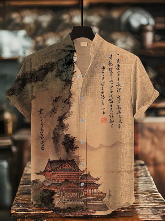 Bedrucktes Hemd der japanischen Kunst für Männer