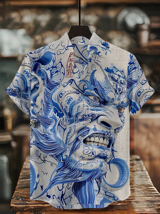 Bedrucktes Hemd der japanischen Kunst für Männer