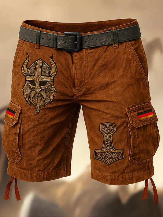 Herren Deutschland Flagge Viking bedruckte Textur Kordel zug Tasche Freizeit Cargo Shorts