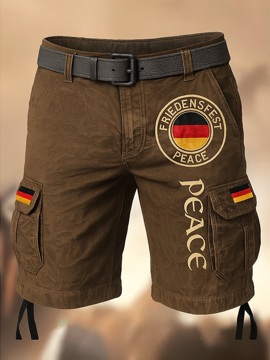 Retro Friedens fest Deutschland Flagge bedruckte Textur Kordel zug Tasche Freizeit Cargo Shorts