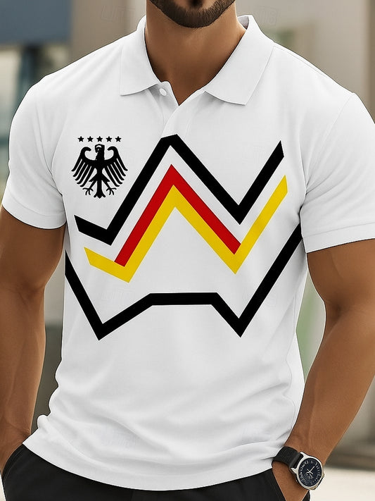 Polo-Shirt mit kurzen Ärmeln mit V-Ausschnitt und kurzen Ärmeln aus Deutschland