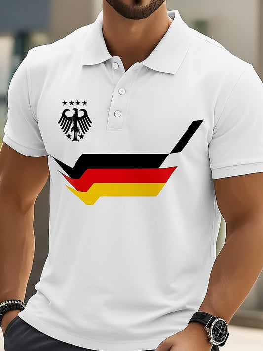 Polo-Shirt mit kurzen Ärmeln mit V-Ausschnitt und kurzen Ärmeln aus Deutschland