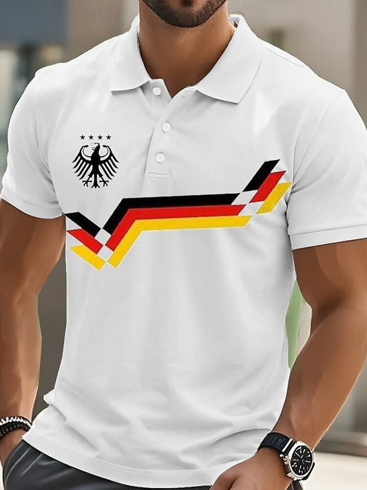 Polo-Shirt mit kurzen Ärmeln mit V-Ausschnitt und kurzen Ärmeln aus Deutschland
