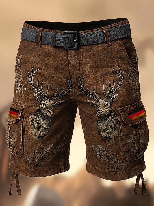 Oktoberfest-Hirschhosen Künstlerisch bedruckte Textur mit Kordel zug Taschen-Freizeit-Cargo-Shorts