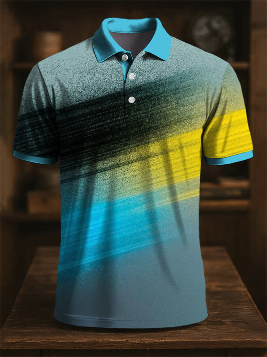 Herren Retro bunte Linie Graffiti Kunstdruck Casual Business Polo Shirt