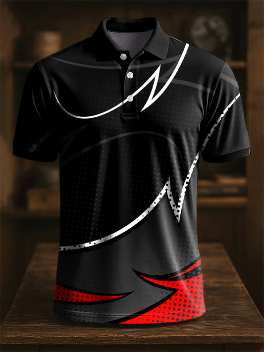 Retro Art unregelmäßiges Linien druck lässiges Polos hirt