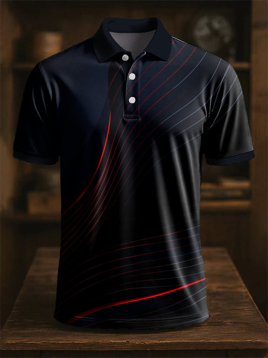Retro Kunst Abstraktes buntes Linien druck lässiges Polos hirt