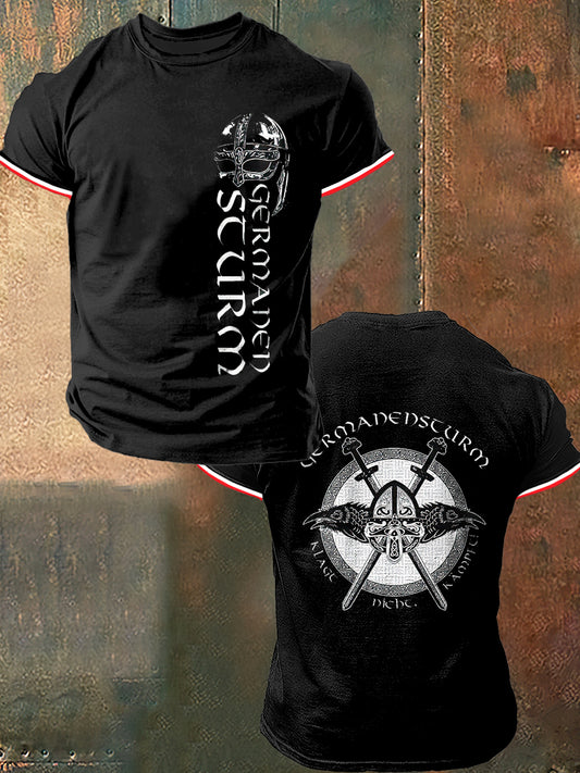 Männer Ger maden Sturm Print Vintage Mode Kurzarm T-Shirt