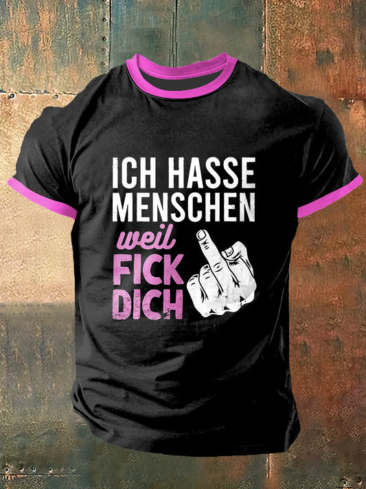 Unisex Ich Hasse Menschen Print Vintage Mode Kurzarm T-Shirt